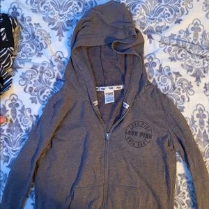 Full zip gray PINK Victoria Secret Sweatshirt